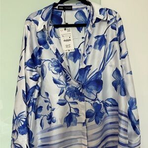 Brand new with tags, Zara white and blue blouse